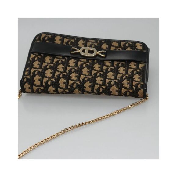 Pre Loved Dior Canvas Shoulder Bag Chain Strap Unisex Beige - Picture 6 of 8